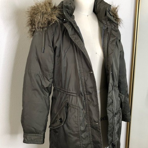 Banana Republic Green Parka Faux Fur Hood Puffer, XSmall - Picture 3 of 9